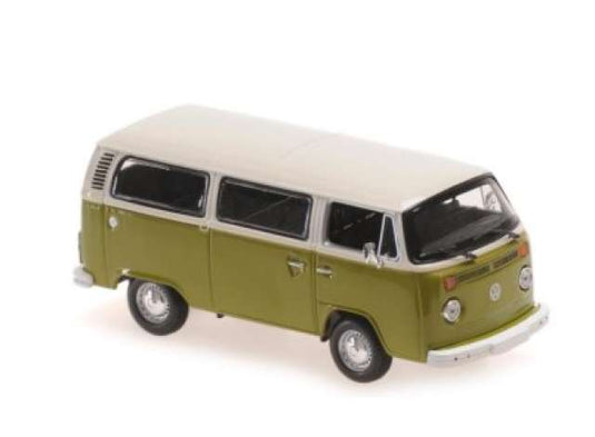 1972 Volkswagen T2 バス ホワイトグリーン/Maxichamps 1/43ミニカー