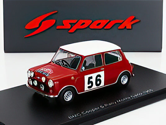 MORRIS MINI COOPER S N 56 RALLY MONTECARLO 1965 P.HOPKIRK H.LIDDON RED WHITE/Spark 1/43ミニカー