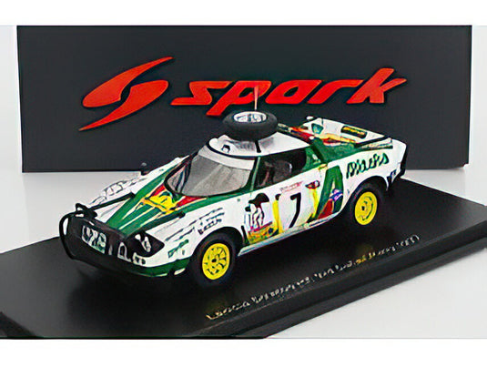 LANCIA STRATOS HF ALITALIA N 7 3rd RALLY SAFARI 1977 SANDRO MUNARI PIERO SODANO WHITE GREEN RED/Spark 1/43ミニカー
