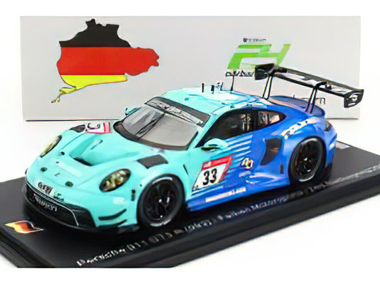 PORSCHE 911 992 GT3 R TEAM FALKEN MOTORSPORTS N 33 24h NURBURGRING 2023 K.BACHLER S.MULLER A.PICARIELLO GREEN BLUE/SPARK 1/43ミニカー