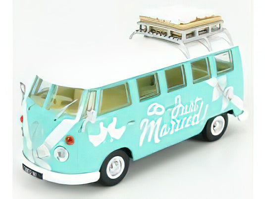 VOLKSWAGEN T1 MINIBUS JUST MARRIED 1961 LIGHT BLUE WHITE/CORGI 1/43ミニカー