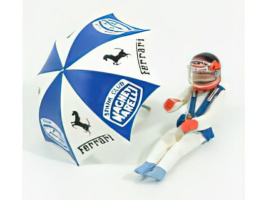 フィギュア GILLES VILLENEUVE FOR FERRARI 126C2 F1 WITH UMBRELLA WHITE/BRUMM 1/43ミニカー