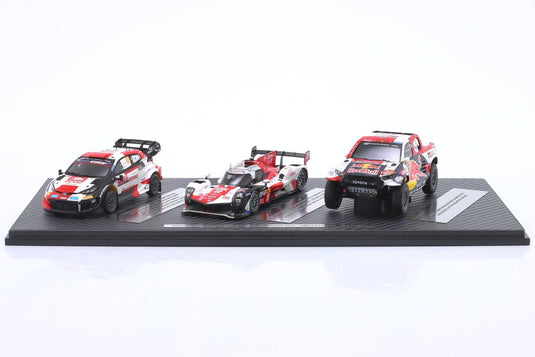 Toyotaトヨタ Gazoo Racing トリプルチャンピオン 2023 3台セット #69 #8 ホワイト/レッド/ブラック / Spark 1/43 ミニカー