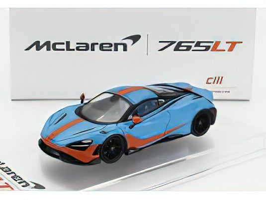 McLAREN - 765LT WITH RACING SET WHEELS 2020 - LIGHT BLUE ORANGE/CM-MODELS 1/64ミニカー