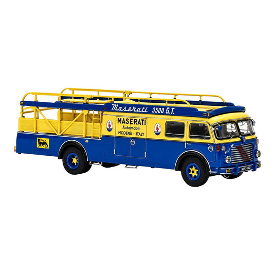 【予約】2026年発売予定 Fiatフィアット 642RN2 Bartoletti Maseratiマセラティ カートランスポーター 1957 ブルー/イエロー / CMC 1/64 ミニカー トラック模型
