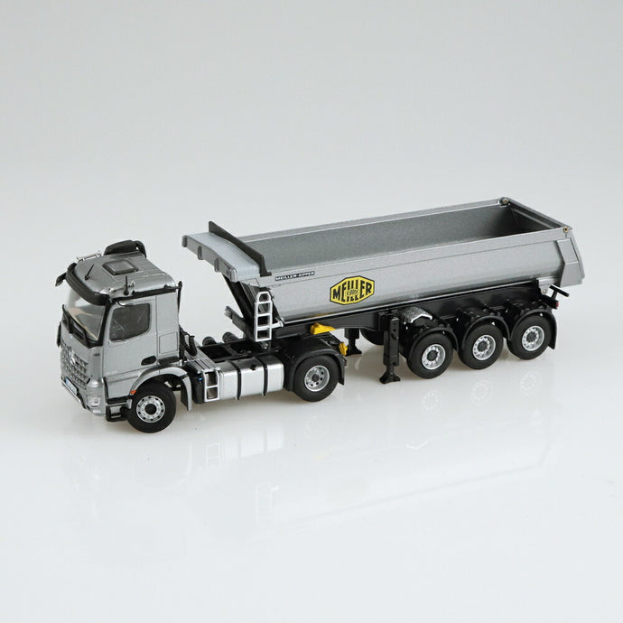 Mercedes-Benz Arocs Meiller tipping semi trailer  grey トレーラー / NZG 1/50 建設機械模型 工事車両