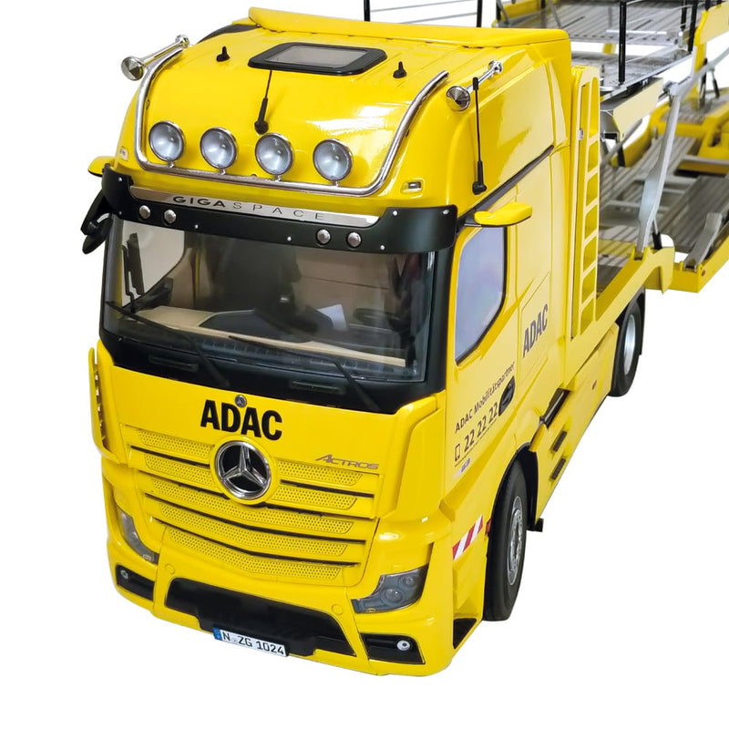 ギャラリービューアに画像をロードする, Mercedes-Benz Actros GigaSpace 4x2 &amp; Lohr car transporter &quot;ADAC&quot; / NZG 1/18 建設機械模型 工事車両
