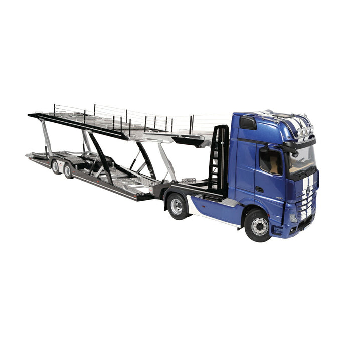 Mercedes-Benz Actros GigaSpace 4x2 & Lohr car transporter blue metallic with stripes トレーラー / NZG 1/18 建設機械模型 工事車両