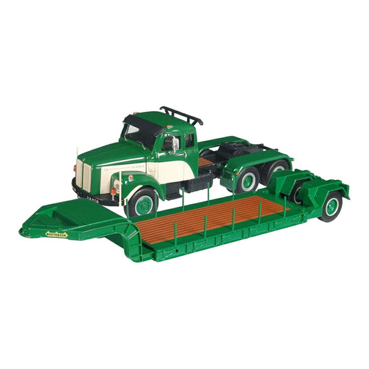 スカニア Scania LT110 Nooteboom 低床トレーラー グリーン ベージュ / NZG 1/50 ミニカー トラック模型