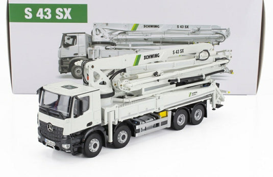 【予約】MERCEDES BENZ AROCS 4542 トラック 4軸 2018 SCHWING S 43 SX コンクリートポンプ ホワイト ブラック/ NZG 1/50 ミニカー