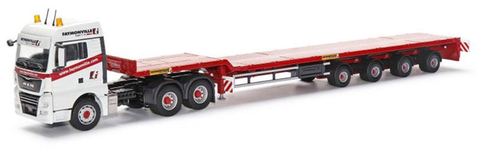 Faymonville Telemax MAN TGX XLX Euro 6c 3軸 4軸フラットベッドトレーラー付き / CONRAD 1/50