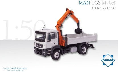 MAN TGS M 4x4 ダンプ ナックルクレーン付き / CONRAD 1/50 建設機械模型 工事車両