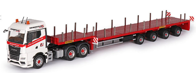 Faymonville MAN TGX XXL Euro 6c ヘビーデューティー トラクター Variomax ローボーイ トレーラー付き / CONRAD 1/50 建設機械模型 工事車両