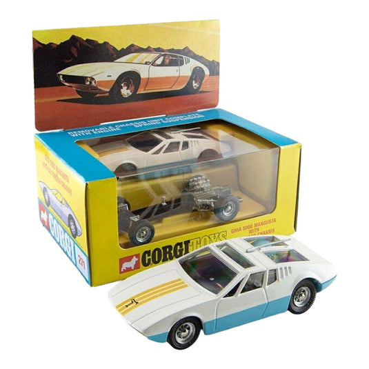 De Tomasoデトマソ Ghia 5000 Mangusta 1969 ホワイト ライトブルー / Corgi 1/43 ミニカー