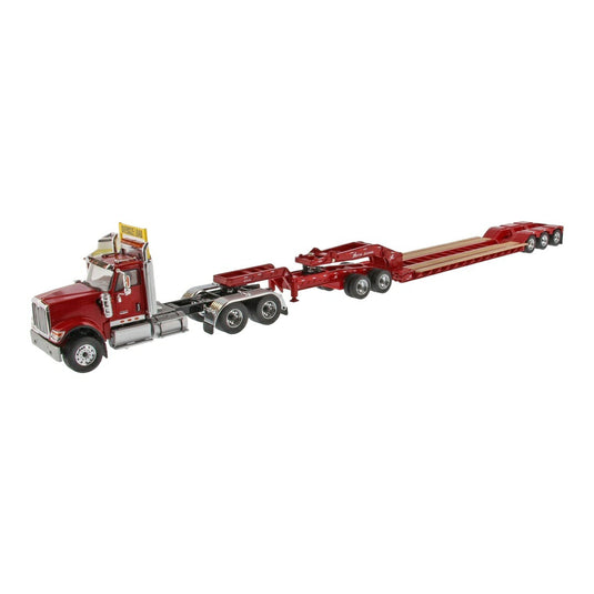 インターナショナル HX520 タンデムトラクター XL 低床トレーラー ジープ付き レッド / Diecast Masters 1/50 ミニカー トラック模型