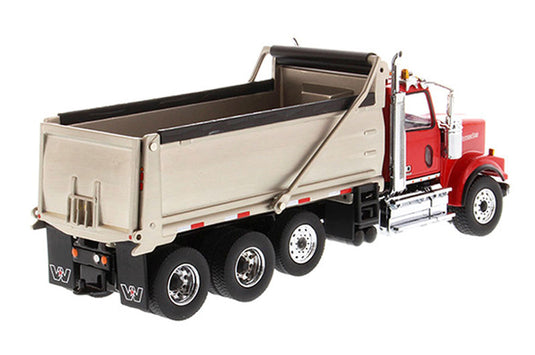 Western Star 4900 SF ダンプトラック (レッドキャブ & マットシルバー荷台) 掘削機   / Diecast Masters 1/50 建設機械模型 工事車両