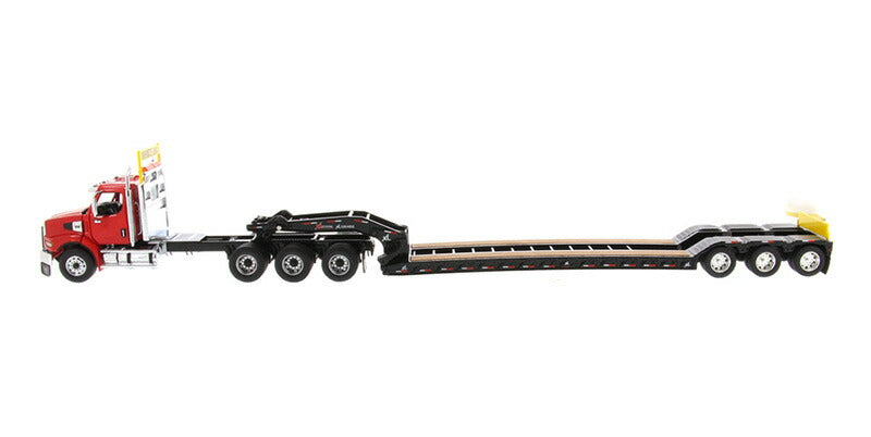 ギャラリービューアに画像をロードする, Western Star 49X SB 3軸トラクター (レッド) &amp; XL 120 HDG ドロップデッキトレーラー 掘削機   / Diecast Masters 1/50 建設機械模型 工事車両
