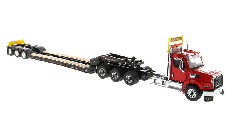 ギャラリービューアに画像をロードする, Western Star 49X SB 3軸トラクター (レッド) &amp; XL 120 HDG ドロップデッキトレーラー 掘削機   / Diecast Masters 1/50 建設機械模型 工事車両
