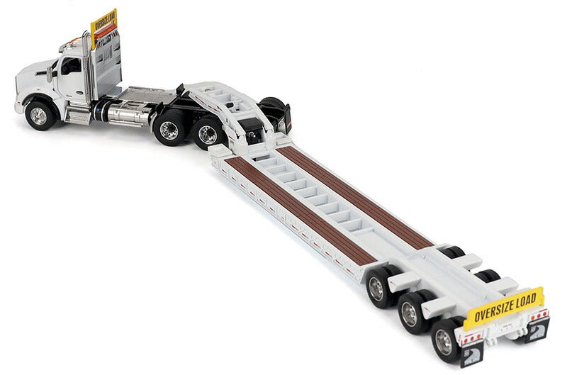 ギャラリービューアに画像をロードする, Kenworth T880 SBFA デイキャブ 3軸トラクター (ホワイト) &amp; Trail King TK120 HDG ローボーイトレーラー トラクタ   / Diecast Masters 1/50 建設機械模型 工事車両
