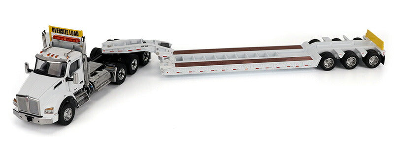 ギャラリービューアに画像をロードする, Kenworth T880 SBFA デイキャブ 3軸トラクター (ホワイト) &amp; Trail King TK120 HDG ローボーイトレーラー トラクタ   / Diecast Masters 1/50 建設機械模型 工事車両
