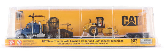 Kenworthケンワース T880 with Lowboy Trailer and Cate Blueブルー / Diecast Masters 1/87 建設機械 模型