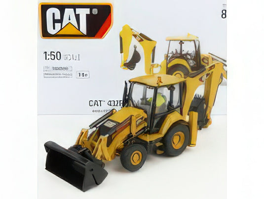 CATERPILLAR - CAT432F2 RUSPA GOMMATA CON ESCAVATORE - ECAVATOR AND SCRAPER TRACTOR WHEEL LOADER - YELLOW BLACK/Diecast Masters 1/50建機 模型 ミニカー