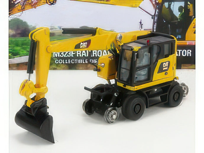 CATERPILLAR   CATM323F ESCAVATORE GOMMATO SU ROTAIE FERROVIARIE   TRACTOR HYDRAULIC EXCAVATOR SCRAPER   YELLOW BLACK ショベル / Diecast Masters 1/87 建設機械模型 工事車両
