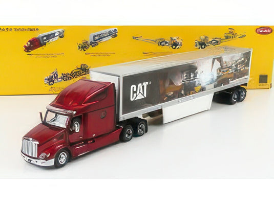 PETERBILT   579 TRUCK WITH CAT MURAL TRAILER 2011   RED MET SILVER トラック / Diecast Masters 1/50 建設機械模型 工事車両