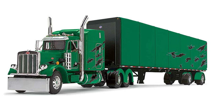 Peterbilt Model 359 & 53ft Utility Roll Tarp Trailer  グリーン/ブラック  トレーラー / DCP 1/64 建設機械模型 工事車両