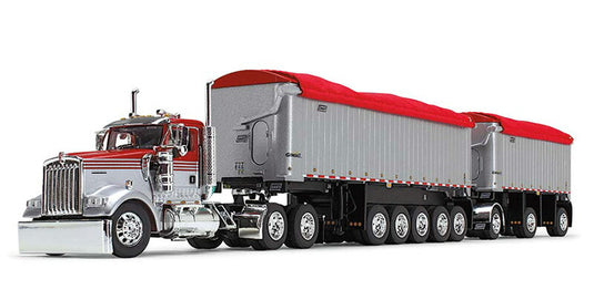 Kenworth W900L & East Manufacturing End Dump Trailers  Viperレッド/シルバー  ダンプ / DCP 1/64 建設機械模型 工事車両