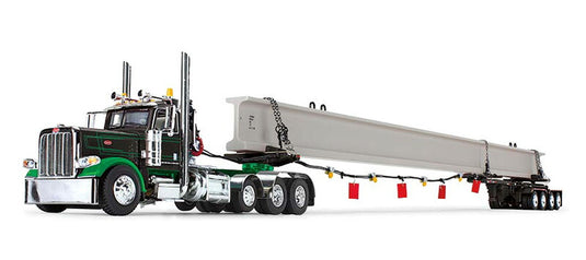 Peterbilt Model 389 & ERMC 4-Axle Hydra-Steer Trailer  ブラック/グリーン  トレーラー / DCP 1/64 建設機械模型 工事車両