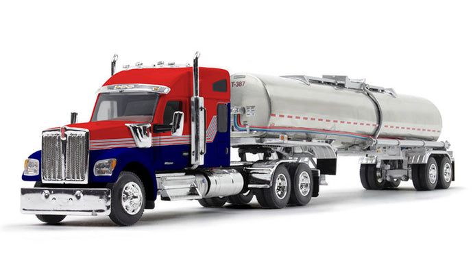 Kenworth W990 & Brenner Chemical Tank Trailer  レッド/ネイビーブルー  トレーラー / DCP 1/64 建設機械模型 工事車両