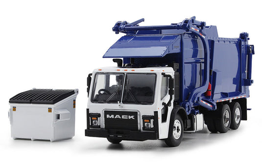 Mack LR Refuse Truck & McNeilus Meridian Front Loader  ブルー/ホワイト  トラック / DCP 1/64 建設機械模型 工事車両