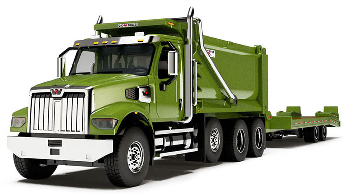 Western Star 49X ダンプ＆ビーバートレイルトレーラー  グリーン  ダンプ / DCP 1/64 建設機械模型 工事車両