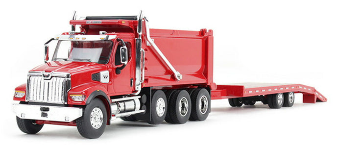 Western Star 49X ダンプ＆ビーバートレイルトレーラー  Viperレッド  ダンプ / DCP 1/64 建設機械模型 工事車両