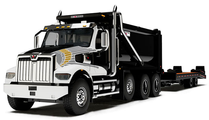 Western Star 49X ダンプ＆ビーバートレイルトレーラー  ブラック＆ホワイト  ダンプ / DCP 1/64 建設機械模型 工事車両