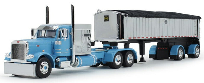Peterbilt 379 & MAC Coal End Dump Trailer  シアン/クローム  ダンプ / DCP 1/64 建設機械模型 工事車両