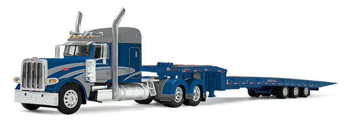 Peterbilt Model 389 & Talbert 5553T Traveling Axle Trailer  リッチブルー/シルバー  トレーラー / DCP 1/64 建設機械模型 工事車両