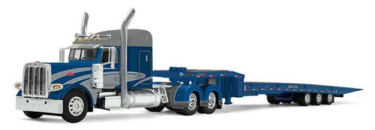 Peterbilt Model 389 & Talbert 5553T Traveling Axle Trailer  リッチブルー/シルバー  トレーラー / DCP 1/64 建設機械模型 工事車両
