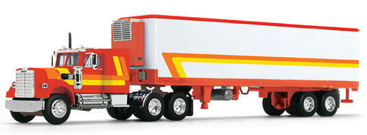 White Western Star 4900 & 40ft Vintage Refrigerated Trailer  レッド/オレンジ/イエロー  トレーラー / DCP 1/64 建設機械模型 工事車両