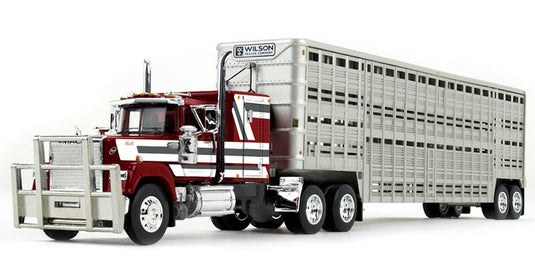 Mack Super Liner 60インチ フラットトップスリーパー & 45フィート Wilson 家畜トレーラー / DCP 1/64