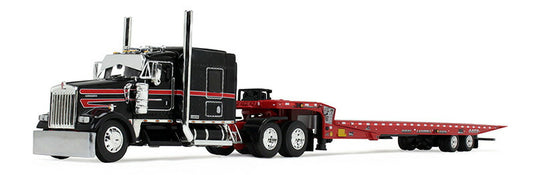 Kenworth W900L 72インチ AeroCab スリーパー ブラック & Landoll 440B 50CA トレーラー / DCP 1/64