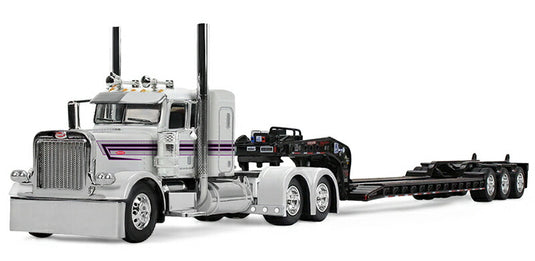 Peterbiltピータービルト Model 389 36 Flat Top Sleeper Fontaine Lowboy Trailer White Black / DCP 1/64