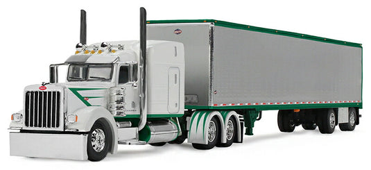 Peterbiltピータービルト Model 389 White Green Stripes 53 Utility Trailerトレーラー / DCP 1/64 トラック商用車 模型