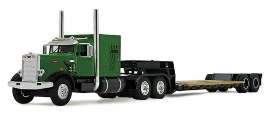Peterbiltピータービルト Model 351 60 Vintage Sleeper Rogers Lowboy Trailer Green Black / DCP 1/64 模型