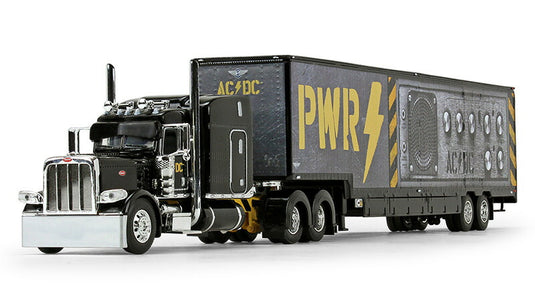 AC/DC PWR UP  ブラック  - Peterbilt 389 & Kentucky Moving Trailer トレーラー / DCP 1/64 建設機械模型 工事車両
