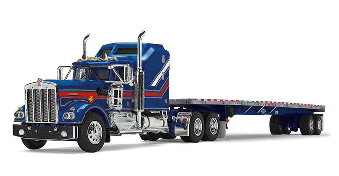 Kenworth W900A & 53ft Wilson Roadbrute Flatbed Trailer トレーラー / DCP 1/64 建設機械模型 工事車両