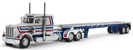 Peterbilt 359 & 48ft Utility Flatbed Trailer  バイセンテニアルパトリオットカラー  トレーラー / DCP 1/64 建設機械模型 工事車両
