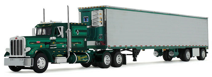 Hardwick Motor Freight Peterbilt Model 359 60インチ ヴィンテージ スリーパー 53フィート ユーティリティ トレーラー リーファー付き DCP by First Gear / 1/64 建設機械模型 工事車両