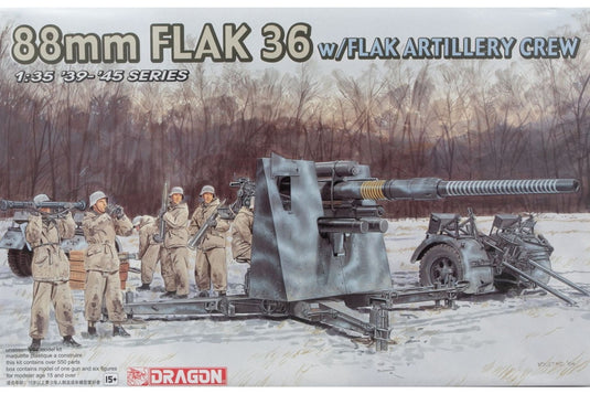 88mm FLAK 36 w/FlaK Artillery Crew 組み立てプラモキット模型 ミリタリー /Dragon 1/35